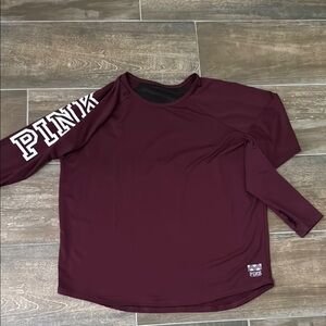 PINK Victoria's Secret Red Long Sleeve Tee Relaxed Fit